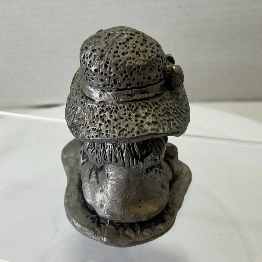 1975 Michael‎ Ricker Pewter Signed Figurine of Girl with Big Hat and Little Duck